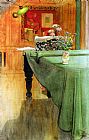 Carl Larsson Canvas Paintings - Brita Vid Pianot
